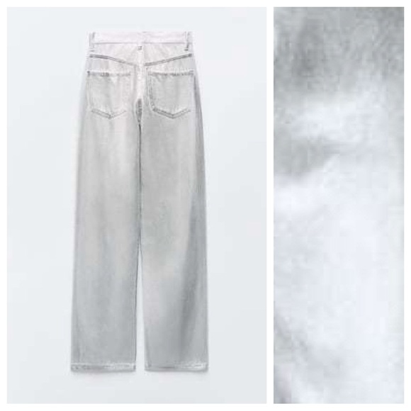 NWT. Zara TRF Metallic Effect High-Waisted Jeans. Size 12, 14. - Picture 7 of 12